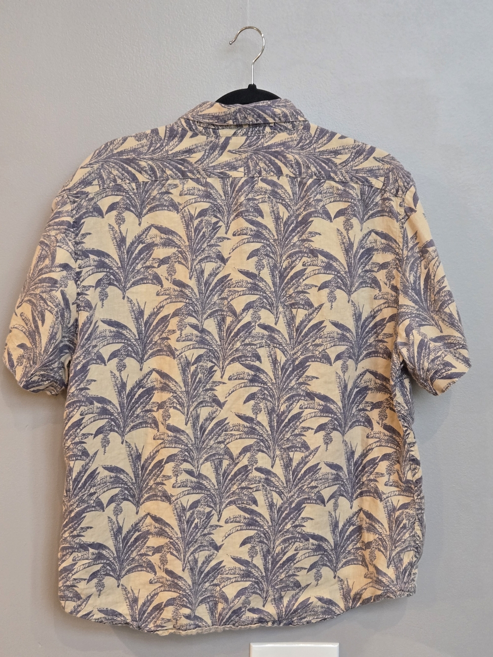 Banana Republic 100% Linen Palm Print Shirt Blue Tropical Resort Mens Medium - Picture 3 of 8